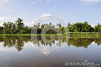 Countryside along Tha Chin river(Maenam Tha Chin),Nakhon Pathom,Thailand Stock Photo