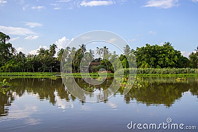 Countryside along Tha Chin river(Maenam Tha Chin),Nakhon Pathom,Thailand Stock Photo