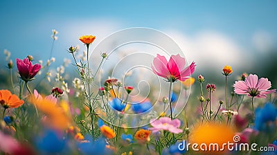 countryside field flowers Stock Photo