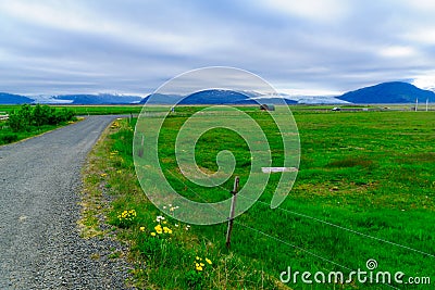Countryside and glacier view in Iceland Stock Photo