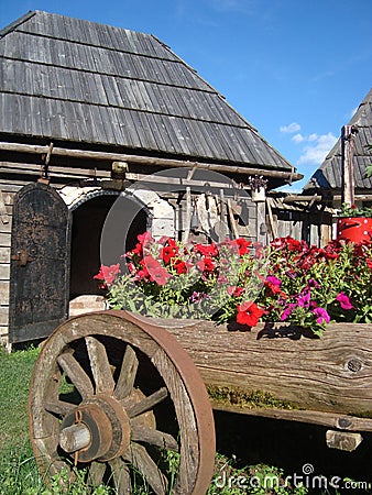 Countryside house and carriage Stock Photo