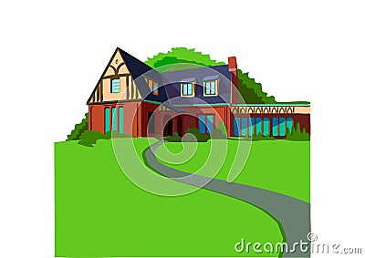 Countryside House vector illustration clip art Cartoon Illustration