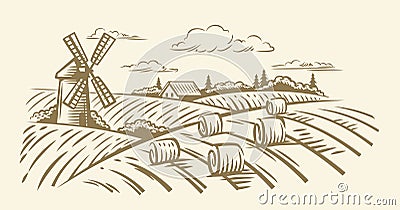 Vector countryside landscape Vector Illustration