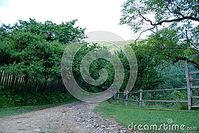 Countryside old paved road Stock Photo