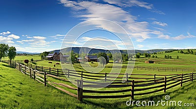 countryside panorama farm Cartoon Illustration