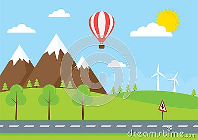 Countryside Road Illustration Vector Illustration