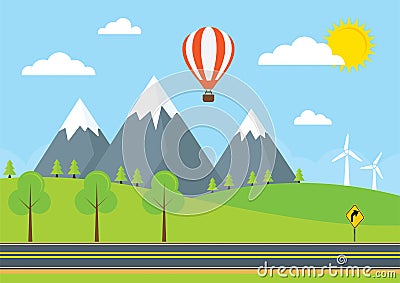 Countryside Road Illustration Vector Illustration