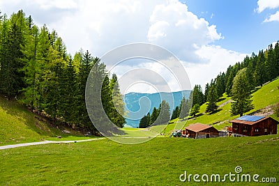Countryside scenery near Mont Blanc, Alps Stock Photo