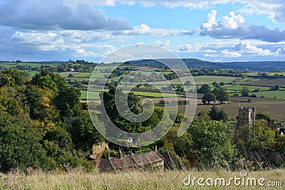 English autumn landscape, rural view over fields Stock Photo