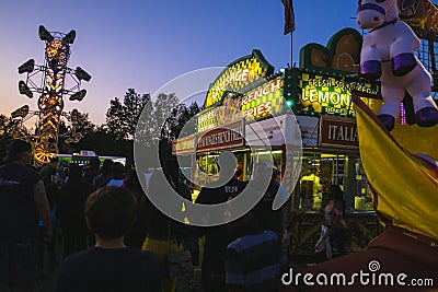 County Fair at night, Games on the midway Editorial Stock Photo