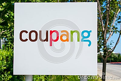 Coupang sign near South Korean online retailer campus Editorial Stock Photo