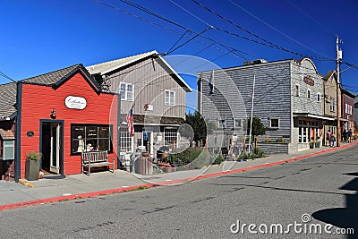 Coupeville with Historic Buildings on Front Street, Whidbey Island, Washington Editorial Stock Photo