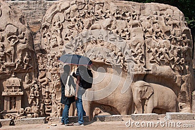 Couple at ancient monument Editorial Stock Photo