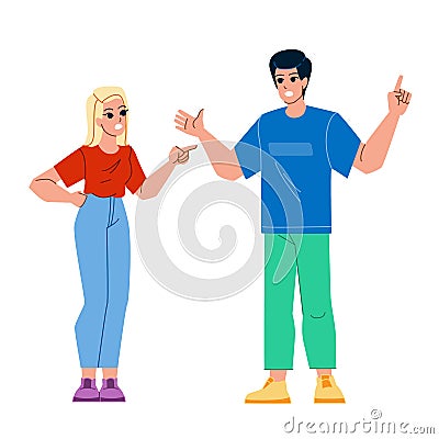 couple arguing vector Cartoon Illustration