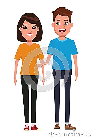 Couple avatar cartoon character portrait Vector Illustration