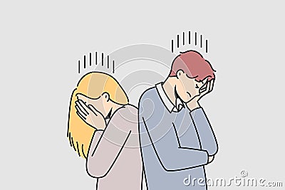 Couple avoid talking after fight Vector Illustration