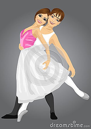 Couple of ballet dancers posing Vector Illustration