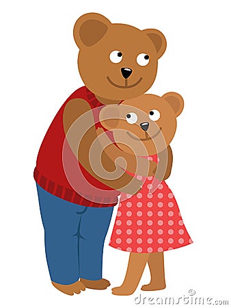 Couple of bears hugging. Vector illustration of Valentine s day congratulation card. Vector Illustration