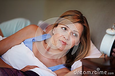 Couple In Bed With Wife Suffering From Insomnia Stock Photo