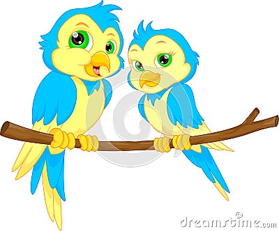 couple birds cartoon Vector Illustration