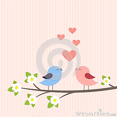 Couple of birds in love Vector Illustration