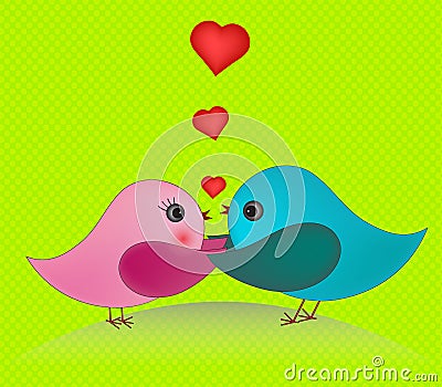 Couple birds in love Vector Illustration