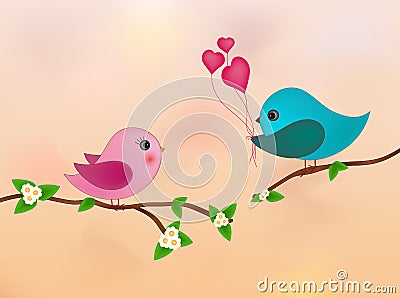 Couple birds in love Vector Illustration