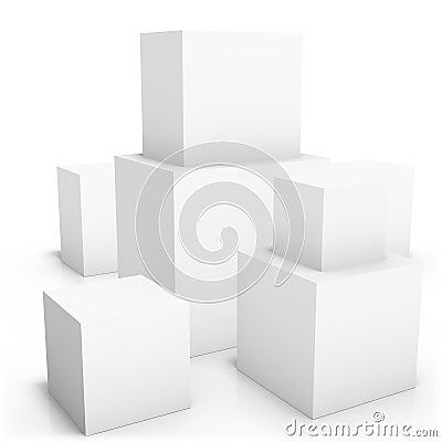 Couple of blank boxes on white background Stock Photo