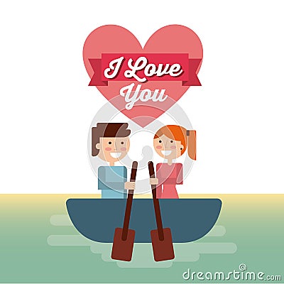 Couple on boat icon. Love design. Vector graphic Vector Illustration