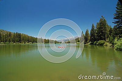 Couple Boating in Hume Lake Stock Photo