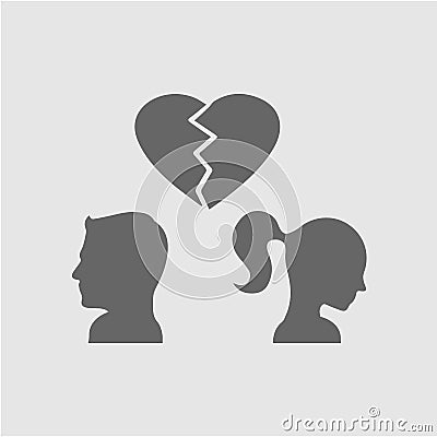 Couple broken heart vector icon. Vector Illustration