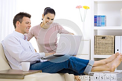 Couple browsing internet Stock Photo