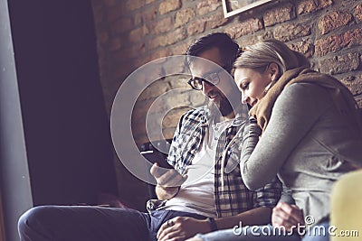 Couple in a cafe Stock Photo