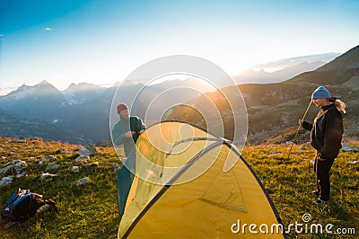 Couple camping Stock Photo