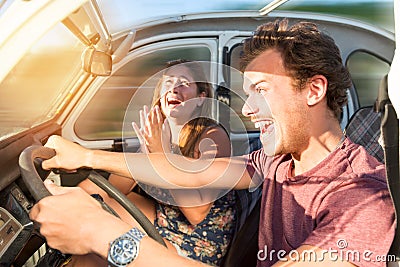 Driving fast Stock Photo