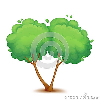 Couple of cartoon trees growing from the same spot Vector Illustration