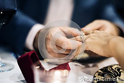 Couple celebrate valentine`s day together Stock Photo