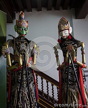 A couple character of Wayang Golek as traditional puppet show in Indonesia Editorial Stock Photo