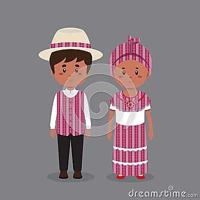Couple Character Wearing Jamaica Traditional Dress Vector Illustration