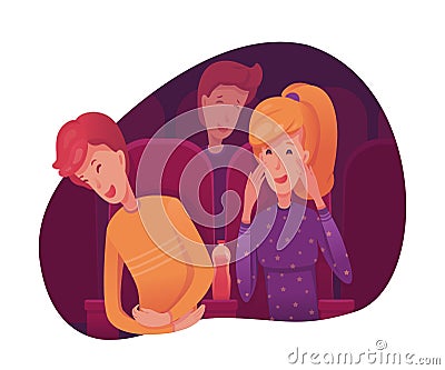 Couple in cinema flat vector illustration isolated on white background Vector Illustration