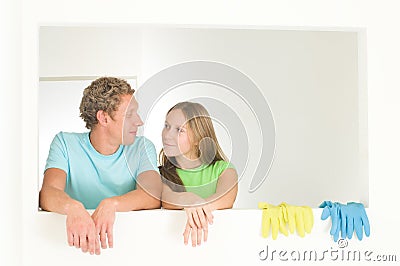 Couple cleaning Stock Photo