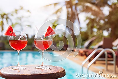 Couple of cocktails in luxurious beach hotel Stock Photo