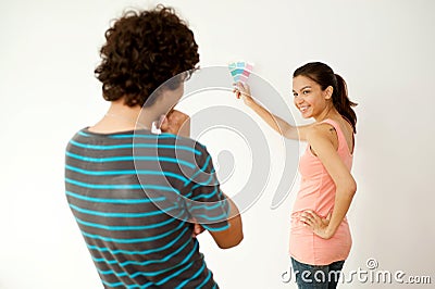 Couple with Colour Swatch Stock Photo