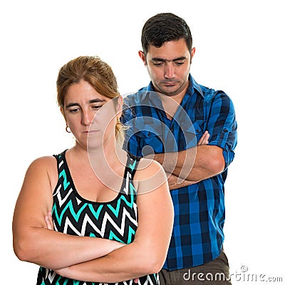 Couple conflict, Divorce - Sad woman and man Stock Photo