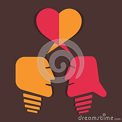 Couple connection with heart Vector Illustration
