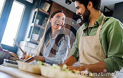 Couple cooking food happiness hobby liefstyle concept Stock Photo