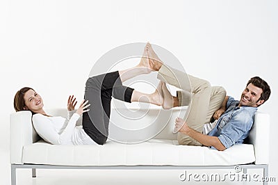 Couple on the couch Stock Photo