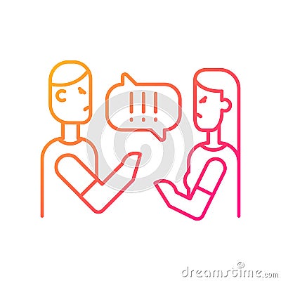 Couple criticizing each other gradient linear vector icon Vector Illustration