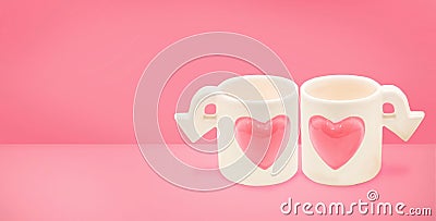Couple cupid cup of Love on Valentine`s Day concept.Minimalism Stock Photo