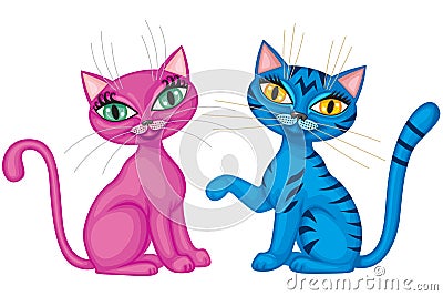 Couple of cute kittens Vector Illustration